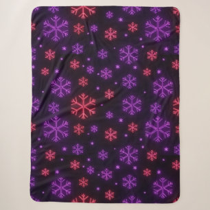 Neon Snowflakes Sherpa Blanket