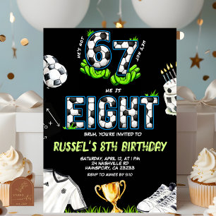 Neon Soccer 67 8th Birthday Invitation