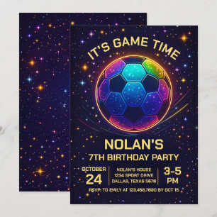 Neon Soccer Birthday Invitation
