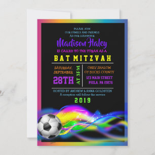 NEON SOCCER GIRLS Bat Mitzvah Invitation