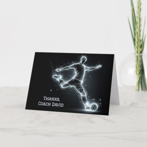 Neon Soccer Player For Coach Thank You Card