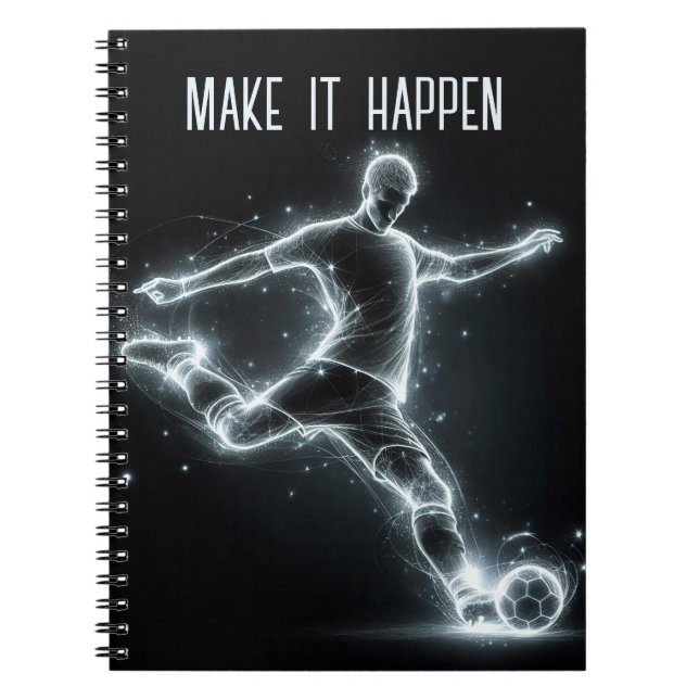 Neon Soccer Player With Quote Notebook (Front)