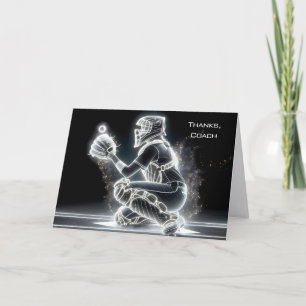 Neon Softball Catcher For Coach Thank You Card