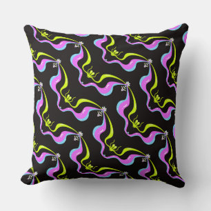 Neon Soundwave  Throw Pillow