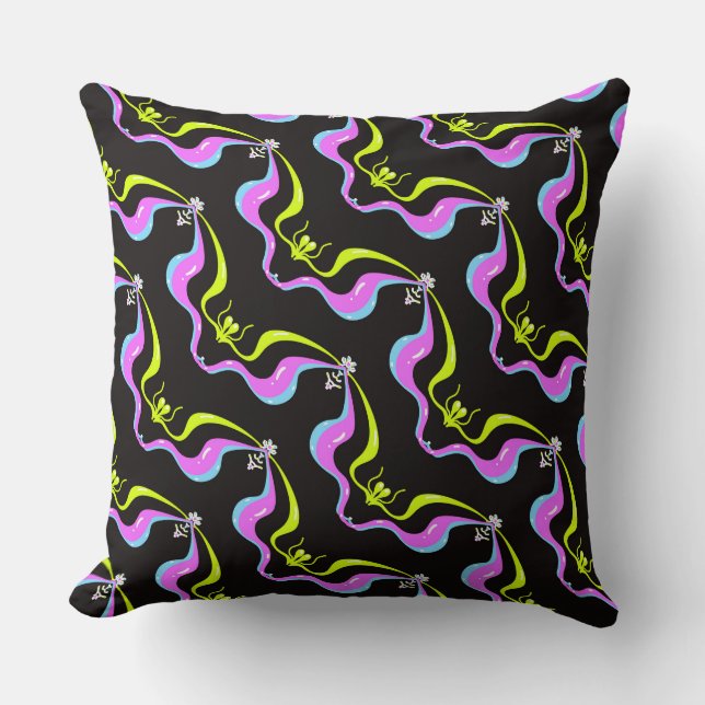 Neon Soundwave  Throw Pillow (Front)