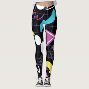 Neon Space-Inspired Geometric Pattern Leggings