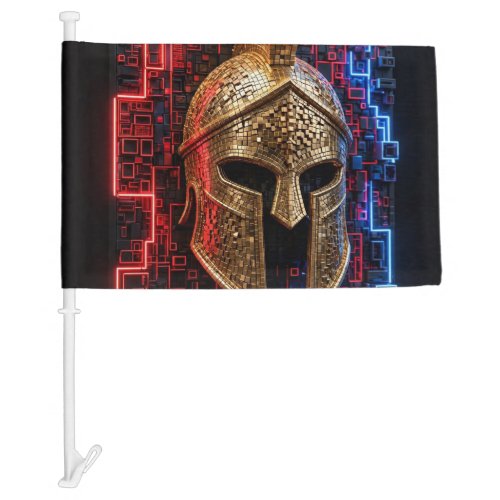 Neon Spartan Extra 3D Mosaic design Car Flag