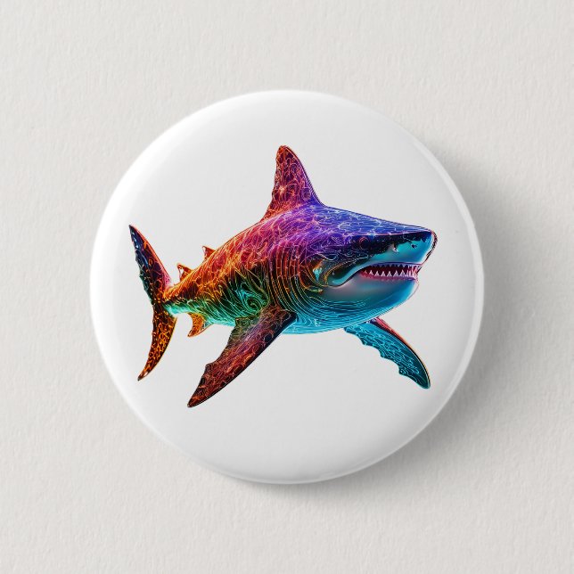 Neon Spectrum Shark Button (Front)