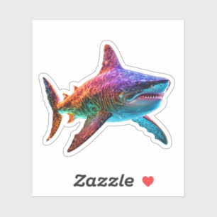 Neon Spectrum Shark Sticker