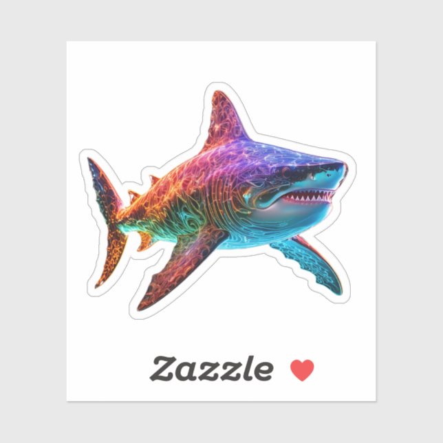 Neon Spectrum Shark Sticker (Sheet)