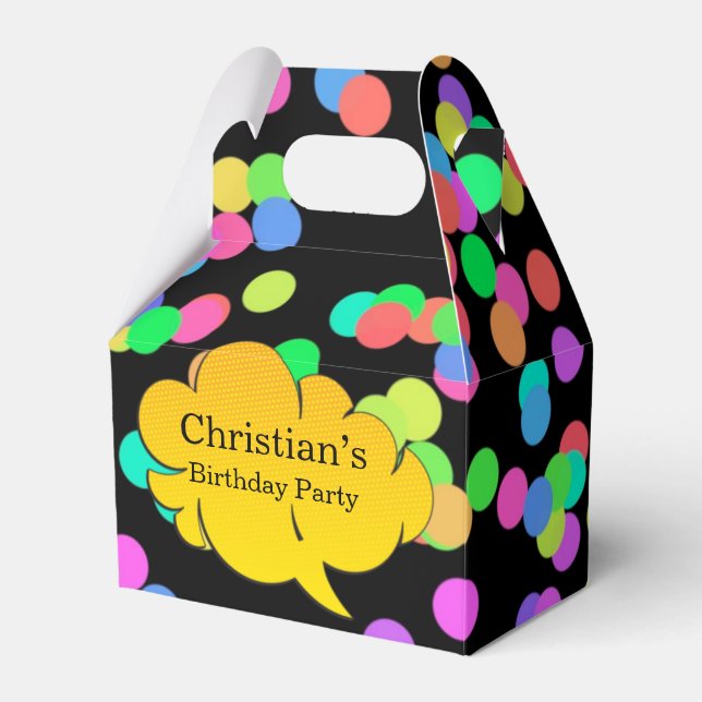 Neon Speech Bubble Birthday Party Favor Boxes (Front Side)