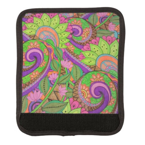 Neon Spiral Garden Luggage Handle Wrap