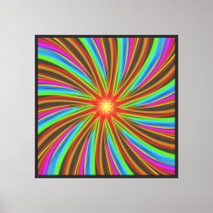 Neon Spiral Vortex – Vibrant Fractal Motion Design Canvas Print