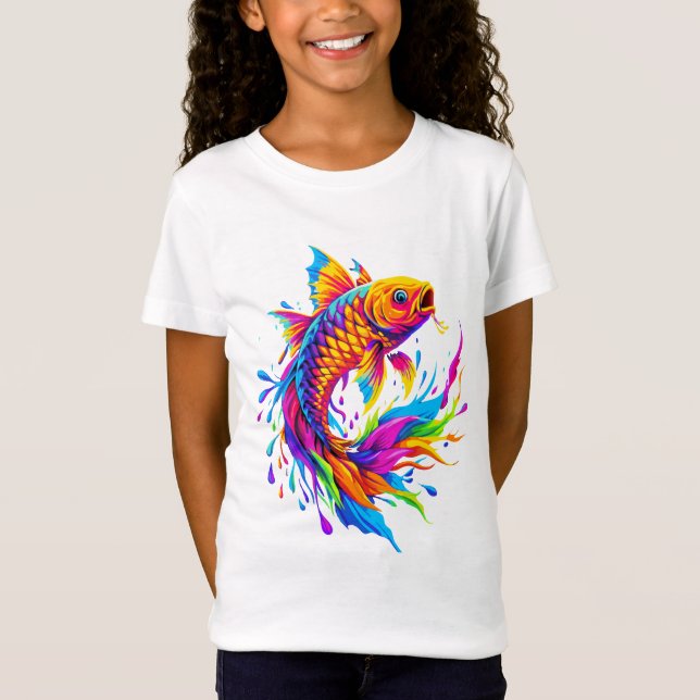 Neon Splash Koi Fish T-Shirt (Front)