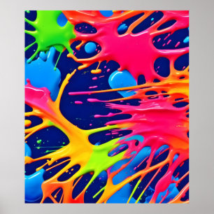 Neon Splatter: Abstract Vibrant Art Poster