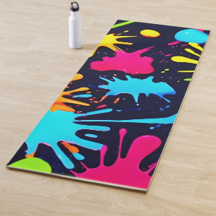 Neon Splatter Art: Vibrant Abstract Expressionism Yoga Mat