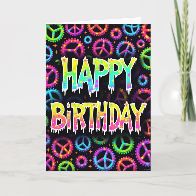 Neon Splatter Birthday Card (Front)
