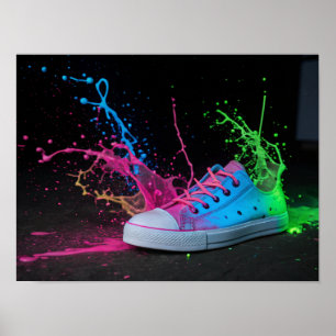 Neon Splatter on a Colorful Sneaker Poster