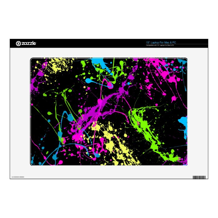 Neon Splatter on Black 15" Laptop Skins