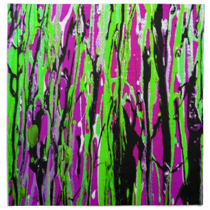 Neon Splatter Paint Purple Green and Black Cloth Napkin