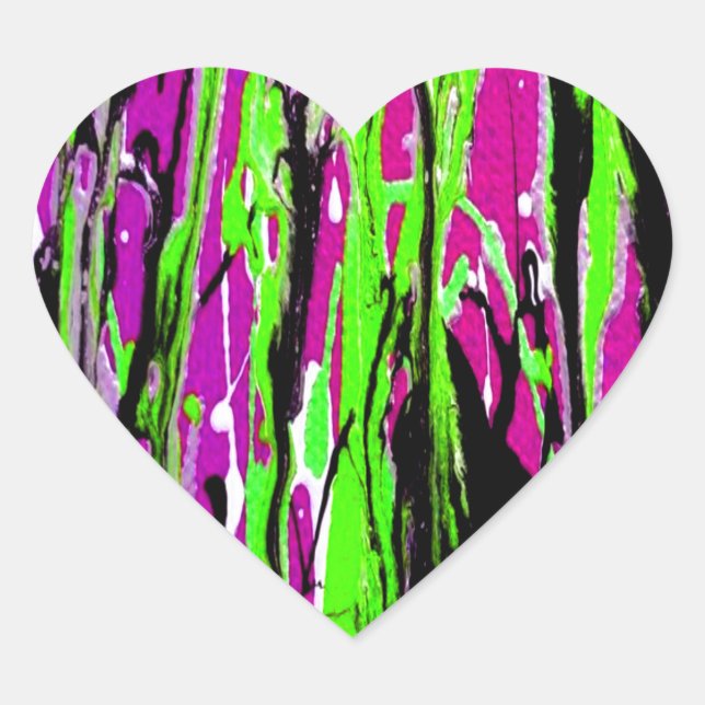 Neon Splatter Paint Purple Green and Black Heart Sticker (Front)