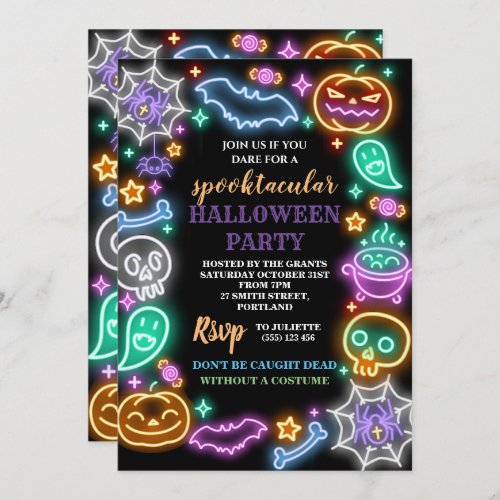 Neon Spooktacular Halloween Party Invitation
