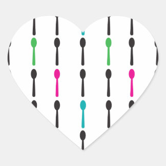 Neon Spoons Heart Sticker