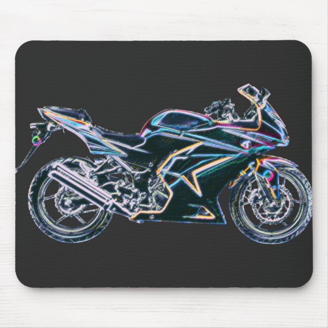 Neon Sport Bike Motorcycle Mousepad (Front)