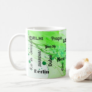 neon spring green marble swirl Mega city  Coffee Mug