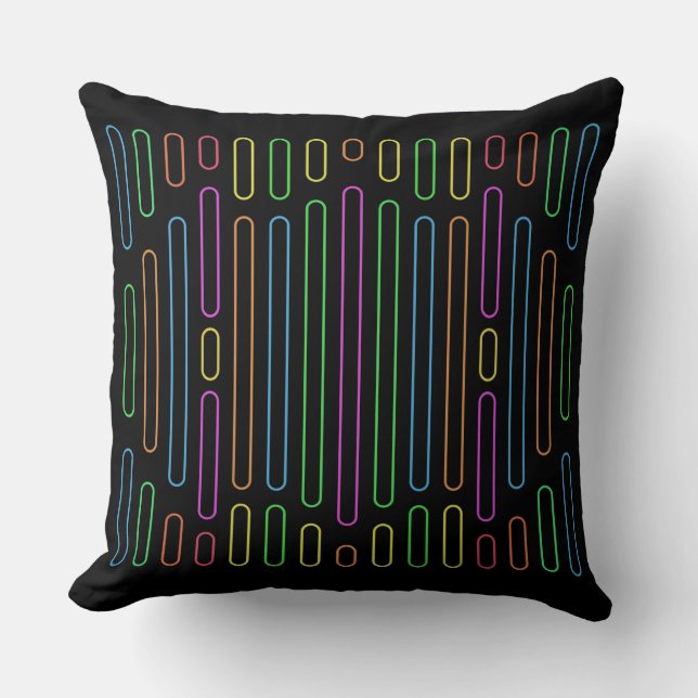 Neon Squircles Throw Pillow (Front)