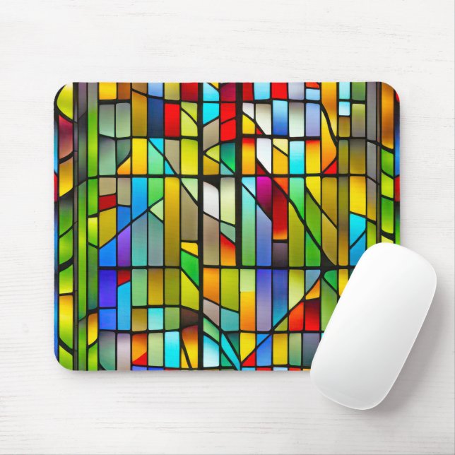 Neon Stained Glass Abstract Mouse Pad (With Mouse)