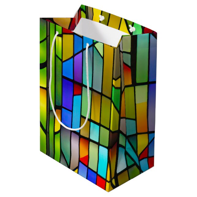 Neon Stained Glass Medium Gift Bag (Back Angled)