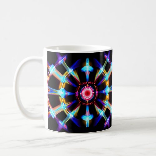 Neon Starburst Kaleidoscope Coffee Mug