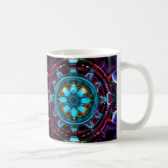 Neon Starburst Kaleidoscope Coffee Mug (Right)