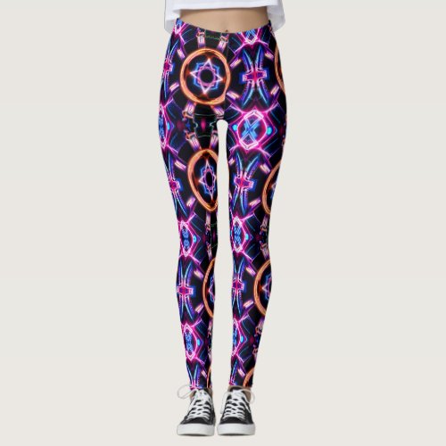 Neon Starburst Kaleidoscope Leggings