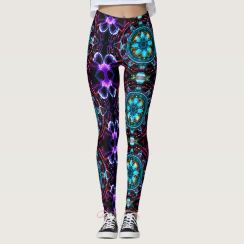 Neon Starburst Kaleidoscope Leggings