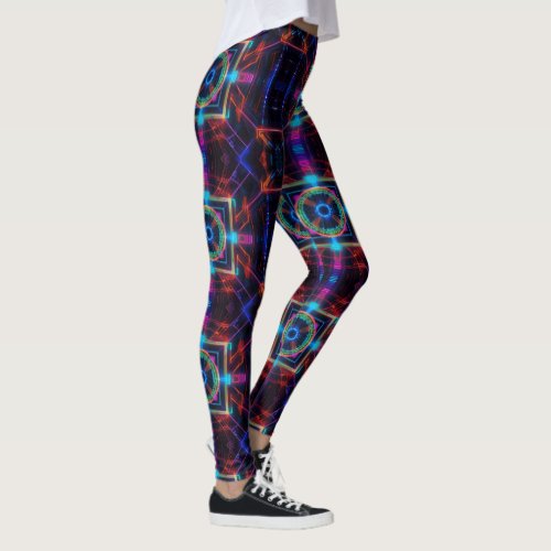 Neon Starburst Kaleidoscope Leggings