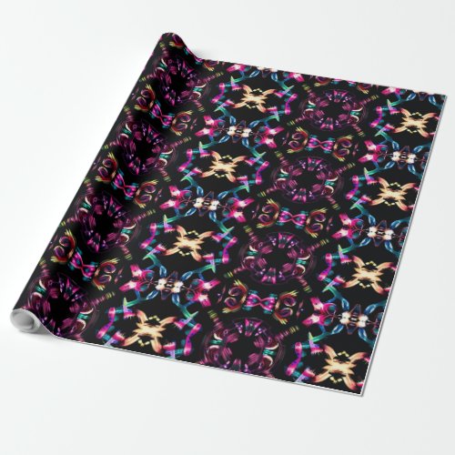 Neon Starburst Kaleidoscope Wrapping Paper