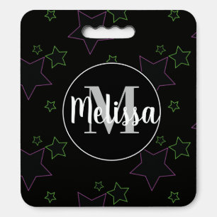 Neon Stars Initial Name Seat Cushion