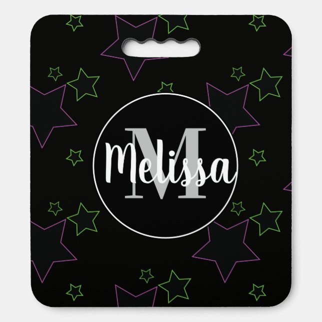 Neon Stars Initial Name Seat Cushion (Front Vertical)