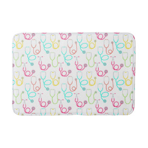 Neon Stethoscope Pattern Bath Mat