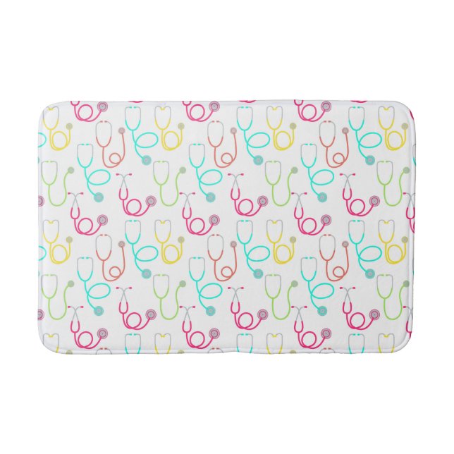 Neon Stethoscope Pattern Bath Mat (Front)