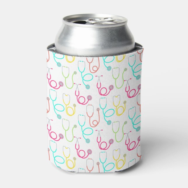 Neon Stethoscope Pattern Can Cooler (Can Front)