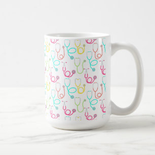 Neon Stethoscope Pattern Coffee Mug