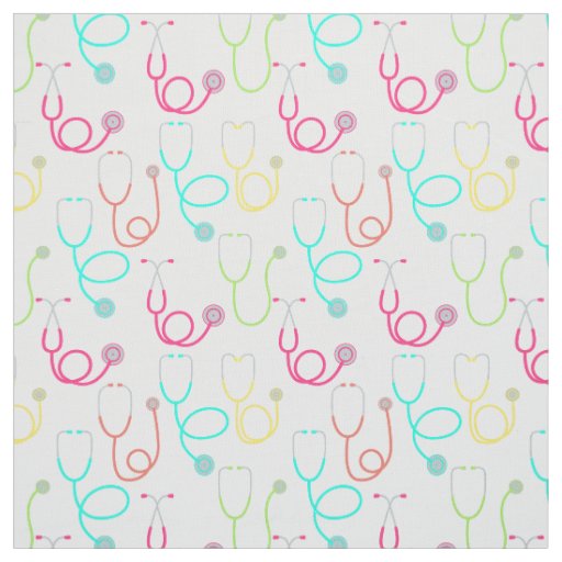 Neon Stethoscope Pattern Fabric