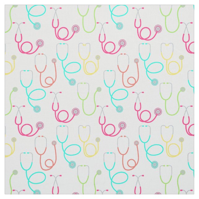 Neon Stethoscope Pattern Fabric (Swatch)