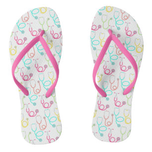 Neon Stethoscope Pattern Flip Flops