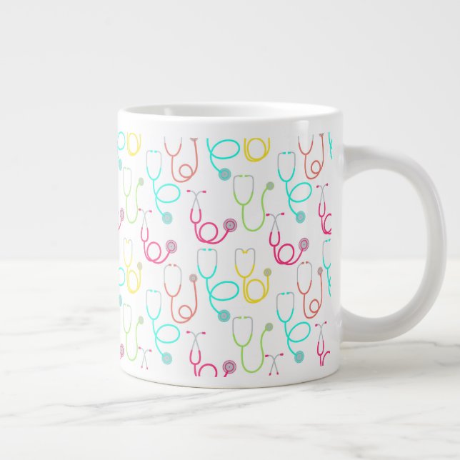 Neon Stethoscope Pattern Giant Coffee Mug (Right)