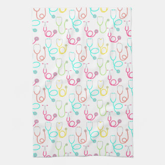 Neon Stethoscope Pattern Kitchen Towel