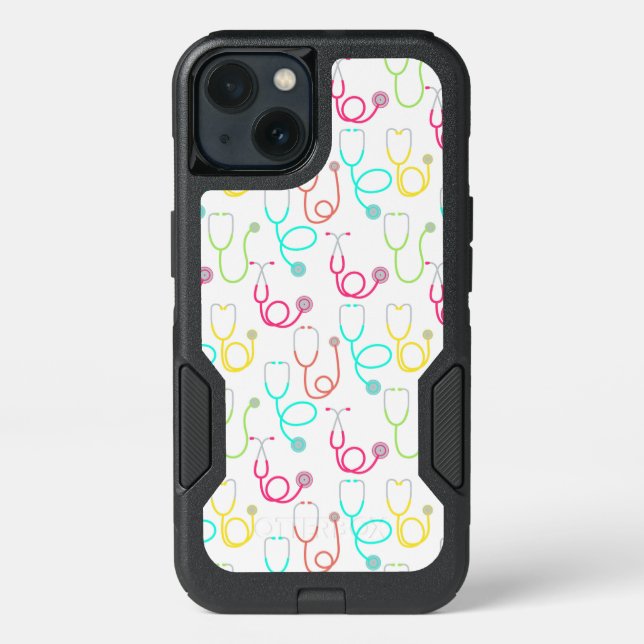 Neon Stethoscope Pattern Otterbox iPhone Case (Back)
